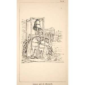  1884 Wood Engraving Carroccio Martinella Bell War Altar 