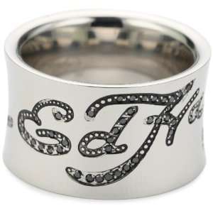 Ed Hardy Signature Logo Stainless Steel With Cubic Zirconia Ring 