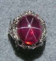 13X11MM TRANS LINDE STAR RUBY CREATED SAPPHIRE S/S RING  