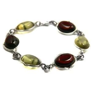   Multicolor Amber and Sterling Silver Reality Switch Bracelet 8.5