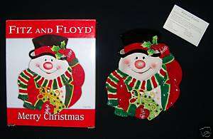   AND FLOYD Hand Painted Snowman Merry Christmas Canape Plate  