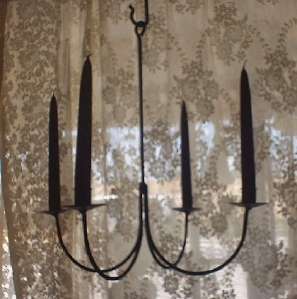 Black Wrought Iron 4 Arm Candle Chandelier USA Made  