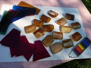 LOT Stained Glass Supplies Curved glass panels lamp parts  