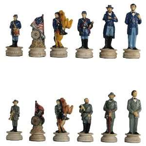    Hand Painted Civil War Polystone Chess Pieces Toys & Games