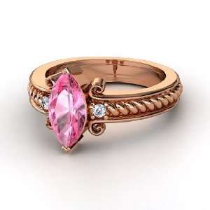  Catelyn Ring, Marquise Pink Sapphire 14K Rose Gold Ring 