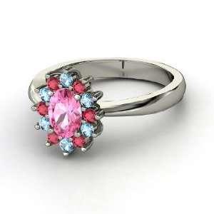  Aunt Stars Ring, Oval Pink Sapphire Platinum Ring with 