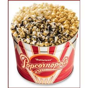 Popcornoplis 3 Way Popcorn Tin Caramel, Kettle, and ZebraTM   2 