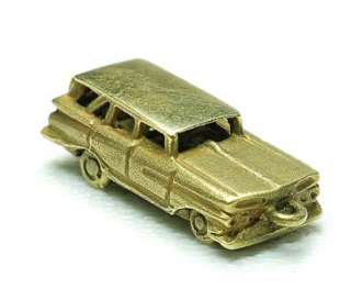 Vintage 14k yellow Gold 50s Station Wagon Car Charm  