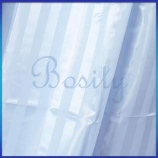 Satin Stripe Ribbon Look Polyester Shower Curtain Bath Curtain Blue 