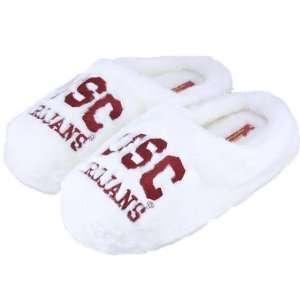  USC Trojans White Ladies Fuzzy Slippers