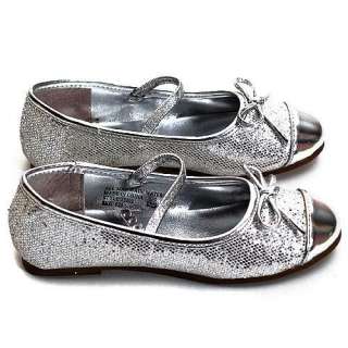 New Toddler Girls Silver Sparkle Holiday Dress Shoes  