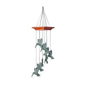  8 Chime Cast Metal Hummingbird Spiral Wind Chime In A 
