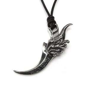   Fire Torch 925 Silver Pendant /w Black Leather Chain (20) Jewelry