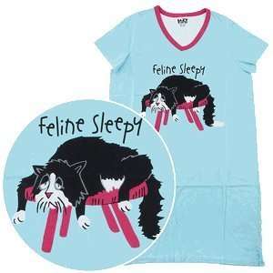  Ladies Feline Sleepy Nightshirt S/M 
