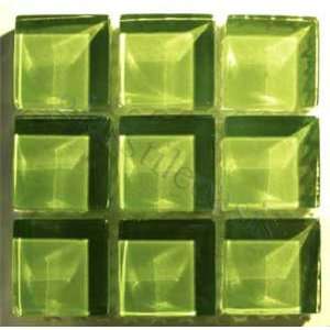  Peapod 1 x 1 Green Crystile Solids Glossy Glass Tile 