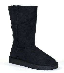 Soong Soda Classic Tall Warm and Cozy Faux Suede Boot Black  
