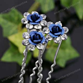   Rose Flower Crystal Hair Pin Jewelry Wedding Party Girl Clip  