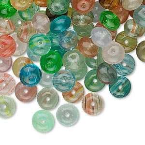  #5274 Czech 7x4mm glass rondell mixed color   25 beads 