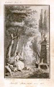 Galatee Copper Engraving  1785  WOMAN WITH SHEEP  