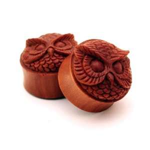  Sono Wood Owl Face Plugs   7/8 Inch   22mm   Sold As a 