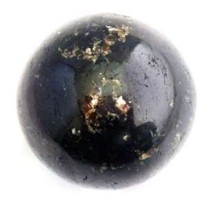   Ball 02 Black Crystal Gold Mica Sphere Radiation Protection Stone 2.6