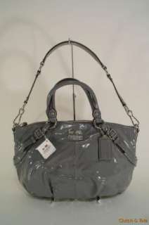   15921 Madison Patent Leather Dark Gray Sophia Satchel Handbag  