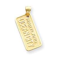 14K Solid Gold Ocean City, MD License Plate Charm  