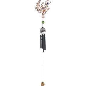  29 Inch Black Coated Copper Wind Chime with Gem Stone 