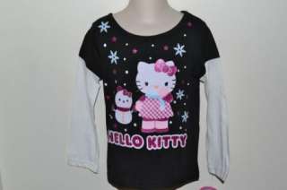 Hello Kitty Mock Layered Long Sleeve Shirt Size 3T 4T 5T Black  