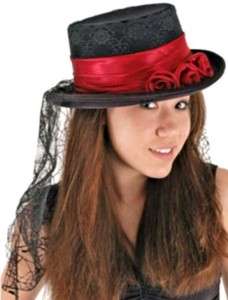 NEW LADIES VICTORIAN Black Gothic Velvet Dress Top Hat  