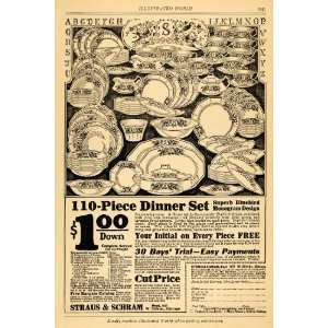  1922 Ad Straus Schram 110 Piece Dinner Bird Monogram 