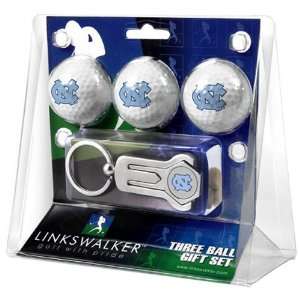  North Carolina Tar Heels NCAA 3 Ball Gift Pack w/ Keychain 