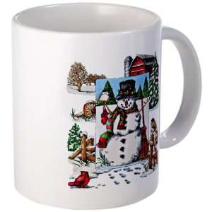  Mug (Coffee Drink Cup) Christmas Snowman and Cardinals 