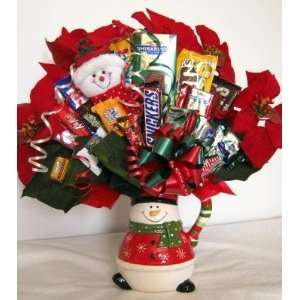Snuggly Snowman Pitcher Christmas Candy Bouquet  Grocery 