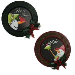    Decorative Christmas Metal Plates, Snowbirds