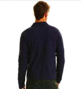 Armani Exchange Slub Long Sleeve Polo Shirt Indigo NWT  