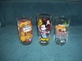   Collector Glasses (3) Mickey & Minnie Mouse The Muppets Pepsi +  
