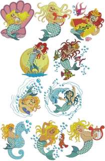 Sweet Chirpy Mermaids Machine Embroidery Designs 4x4 CD  