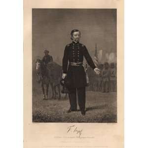 1862 Antique Engraving of General Franz Sigel by Alonzo Chappel 