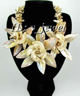 Shell chocolate pearl flower necklace/earring set VJ  