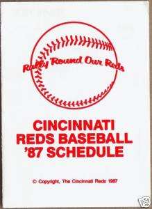 1987 Cincinnati Reds Team Pocket Schedule Color Litho  