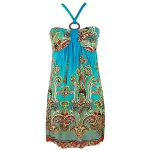   Halter Bra Top Turquoise Beach Summer Dress Small 