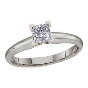  14k White Gold Princess Cut Classic Solitaire Ring (1/3 ct 