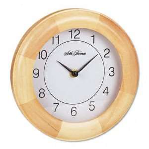   Cubicle Clock, 8 Diameter, Oak Frame/White Dial