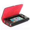   PU Leather Card Holder Pouch Wallet Case Cover For iPhone 4 4S 4G_RED