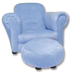  Trend Lab Blue Ultrasuede Club Chair & Ottoman