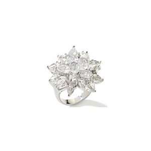  WHITE CZ CLUSTERED RING IN RHODIUM PLATE CHELINE Jewelry