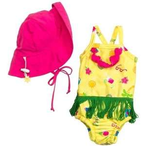  Hula Suit and Brim Hat Set   Yellow 24 Months Baby