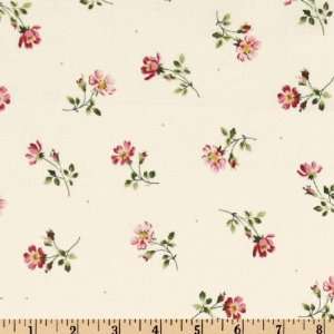  44 Wide Wild Rose Scattered Roses White Fabric By The 