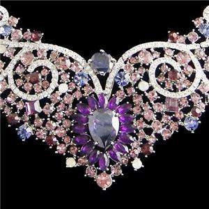   Drop Necklace Earring Swarovski Crystal Purple Jewelry Set Vine  